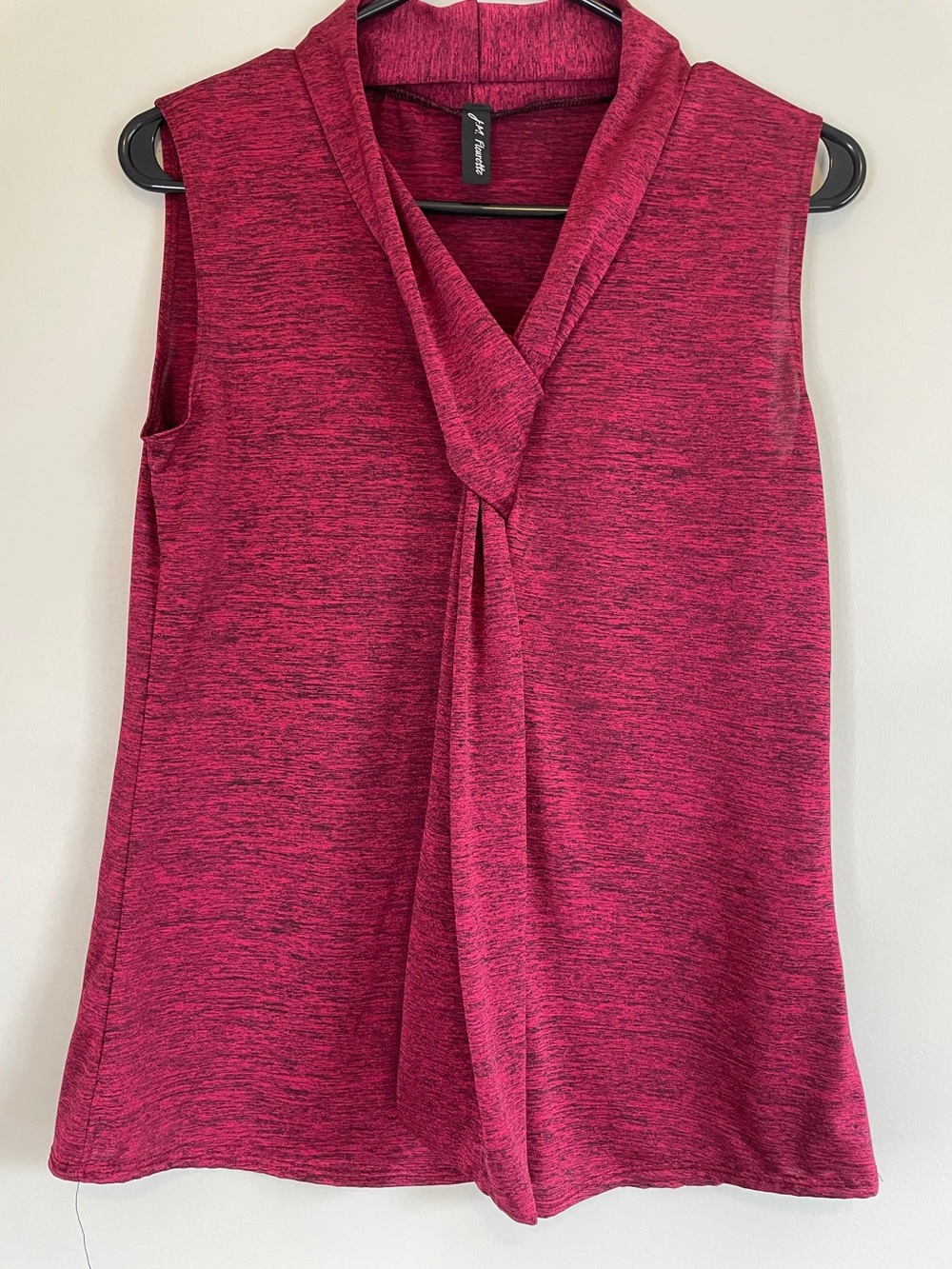 J.M. Fleurette Heathered Magenta Twist-Neck Sleeveless Top